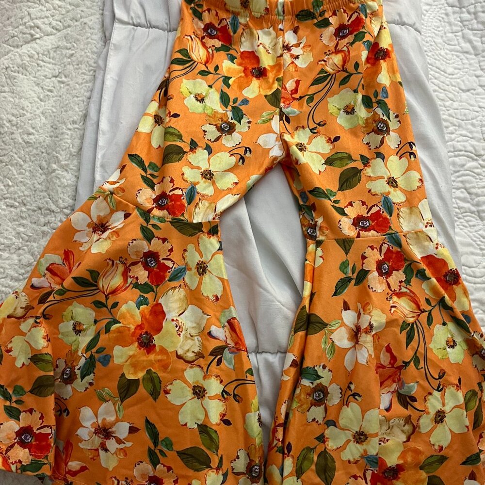 Floral Girls Bell Bottom Flare Pants